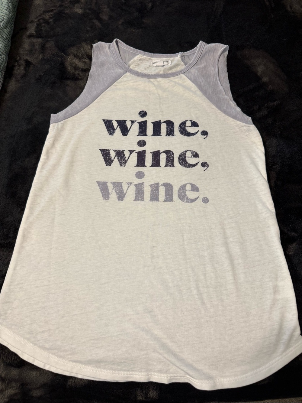 Grayson Threads Light Gray & Slate Raglan 'wine, wine, wine.' Tank